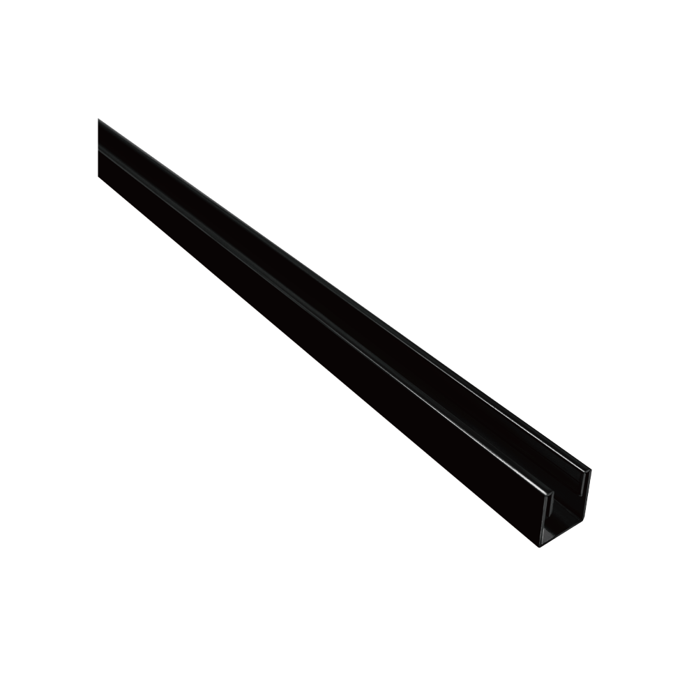 U CHANNEL - SUITS 10MM GLASS - BLACK - 20mm (W) x 2000mm (L)