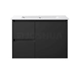 Sierra(Hung) Series Wall Hung Left Hand Drawer Matt Black Overall 730X355X520mm Vanity Set With Ceramic Slimline Top (UV32)
