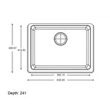 635x469x241mm White Granite Single Bowl Kitchen Sink