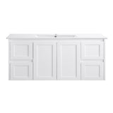 Vintage (Hung) Series Single Bowl Matt White Overall 1200mm Vanity Set With Stone Top & Ceramic Undermount Basin