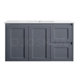 Vintage (Hung) Series Single Bowl Right Hand Drawer Matt Grey Overall 900mm Vanity Set With Flat Stone Bench Top