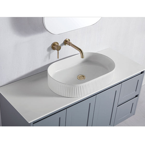 Vintage (Hung) Series Single Bowl Matt Grey Overall 1200mm Vanity Set With Flat Stone Bench Top