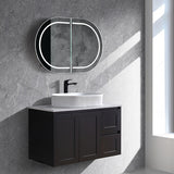 Vintage (Hung) Series Single Bowl Right Hand Drawer Matt Black Overall 900mm Vanity Set With Ceramic Slimline Top