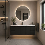Moddoo(Hung) Series Single Bowl Matt Black Overall 1480x455x520mm Vanity Set With Stone Top & Ceramic Undermount Basin