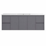 Moddoo(Hung) Series Single Bowl Matt Grey Overall 1480x455x520mm Vanity Set With Ceramic Slimline Top (UV31)