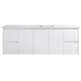 Moddoo(Hung) Series Single Bowl Gloss White Overall 1480x455x520mm Vanity Set With Stone Top & Ceramic Undermount Basin