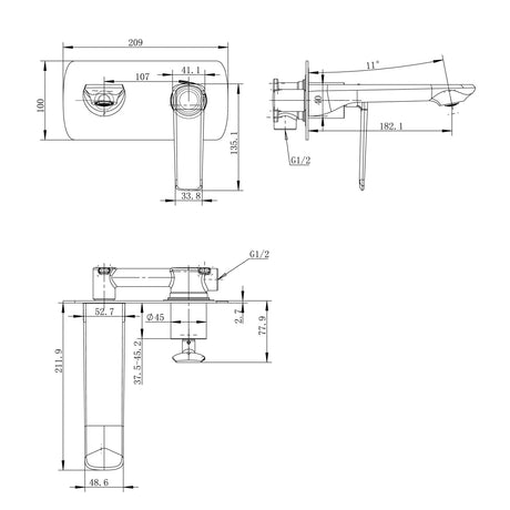 Esperia Matte Black Wall Mixer with Diverter