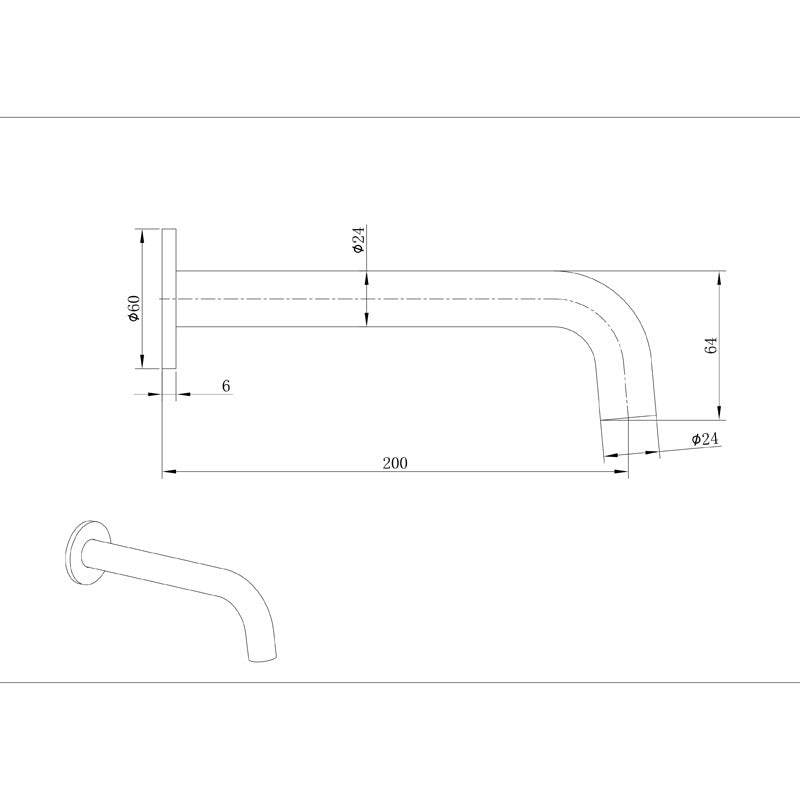 VIVO Curved Bath Spout in Chrome