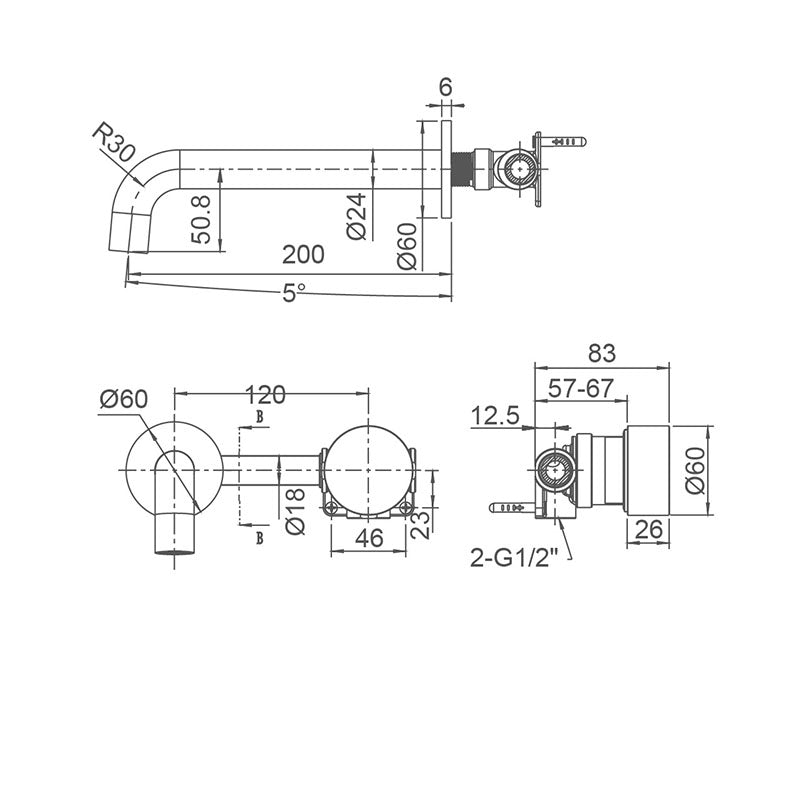 VIVO Basin/Bath Set with Progressive Cartridge in Brushed Brass