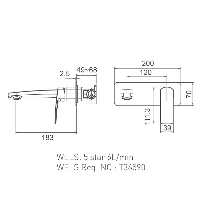 BRAVO-II Wall Basin/Bath Set in Gun Metal
