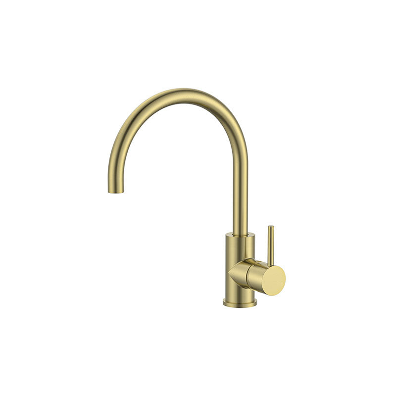 JESS Goose Neck Sink Mixer in Brushed Brass