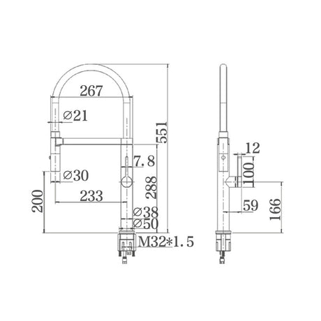 ROMEO Brushed Brass Sink Mixer with Black Hose