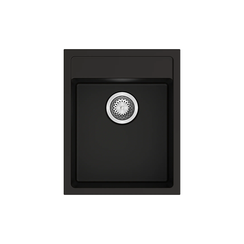 Carysil Waltz Single Bowl Granite Kitchen Sink Black 400x500mm