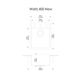 Carysil Waltz Single Bowl Granite Kitchen Sink Black 400x500mm