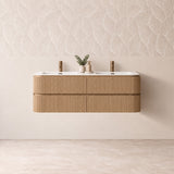 Windsor Series Wall Hung Vanity Coastal Oak Double Bowls 1480x455x540mm Cabinet Only
