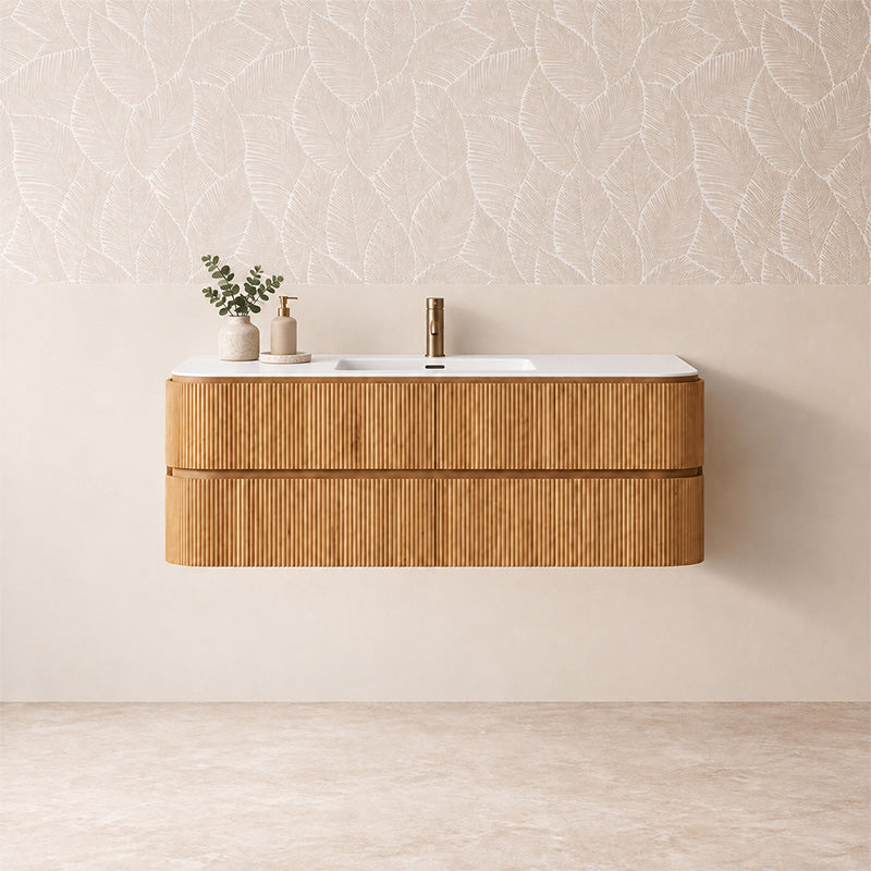 Windsor Series Wall Hung Vanity Rosewood Single Bowl 1480x455x540mm With Stone Top & Undermount Basin