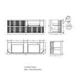 Windsor Series Wall Hung Vanity Coastal Oak Single Bowl 1480x455x540mm With Flat Stone Top
