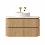 Windsor Series Wall Hung Vanity Coastal Oak 880x455x540mm With Stone Top & Undermount Basin