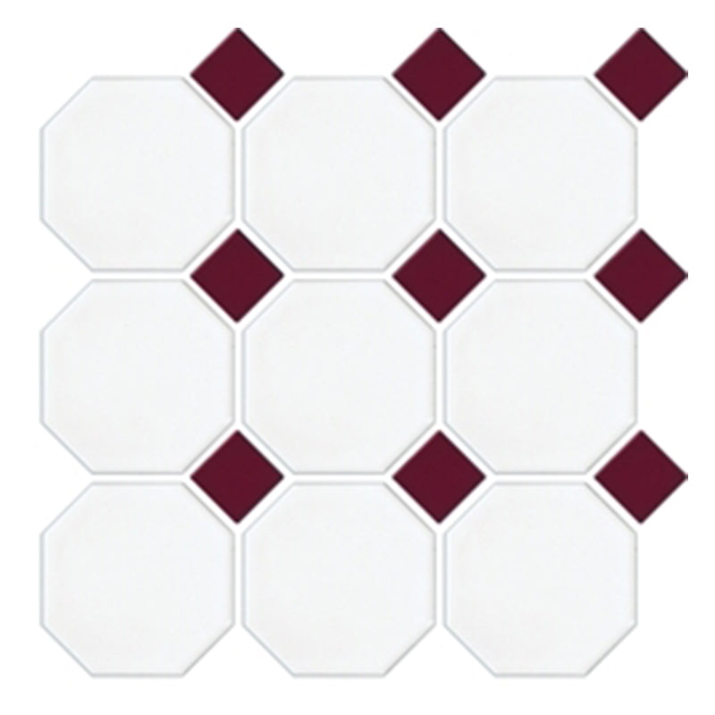 MATT WHITE OCTAGON BURGUNDY MATT DOT 97X97