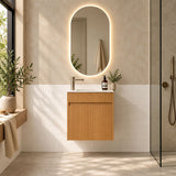 York Collection Wall Hung Vanity Rosewood 453x247x540mm With Gloss White Ceramic Top