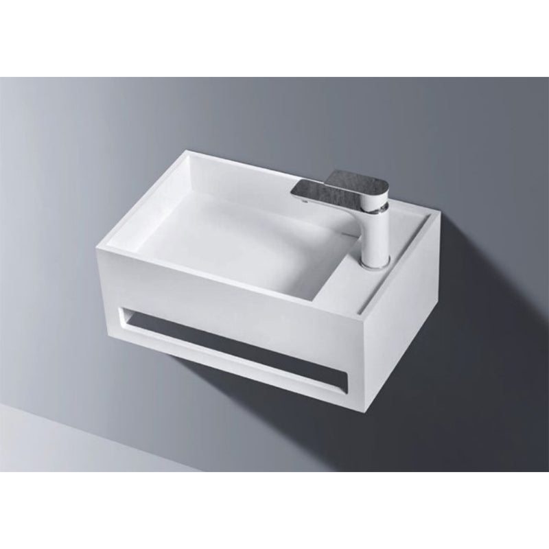 Solid Surface Basin Series Zaya Wall Mounted Gloss White 500x300x200mm