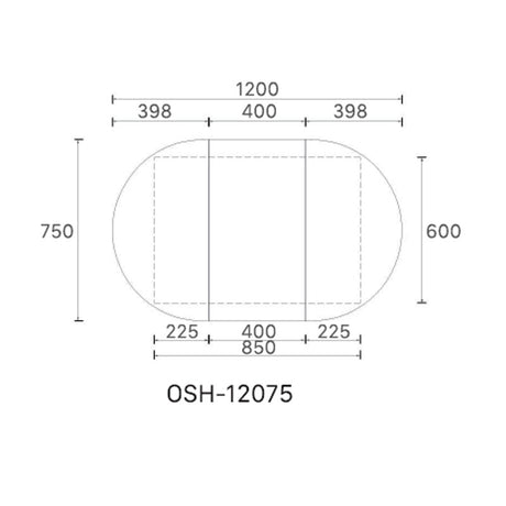 Amber Collection Oval Shaving Cabinet Matt White 1200x750x116mm