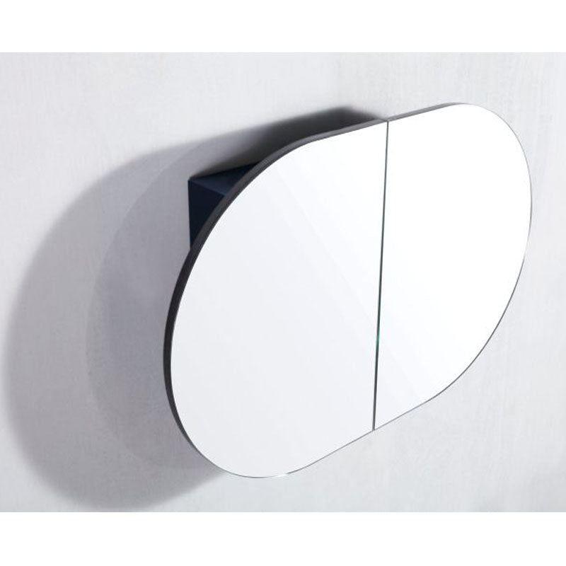 Amber Collection Oval Shaving Cabinet Matt Black 900x600x116mm
