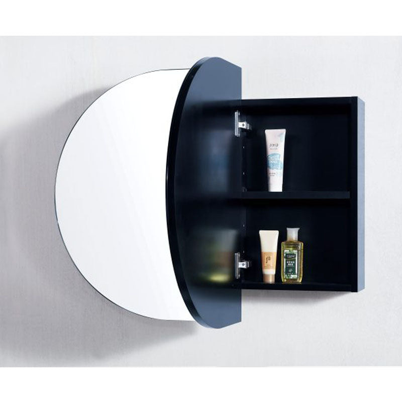 Amber Collection Oval Shaving Cabinet Matt Black 900x600x116mm