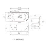 Anika Freestanding Bathtub Left/Right Side 1500x750x580mm
