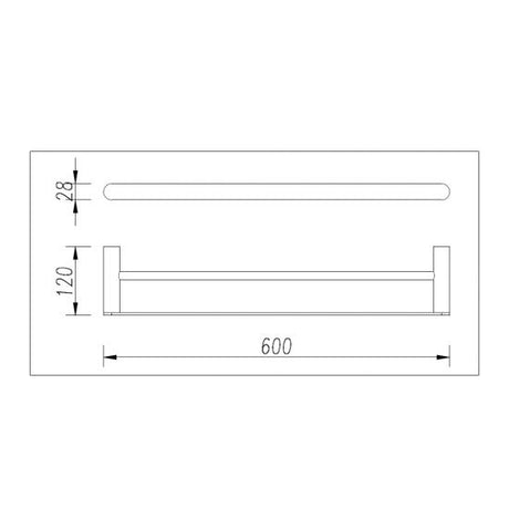 Bellino Chrome & Matte Black 600mm Double Towel Rail