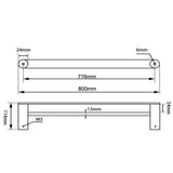 Esperia Matte Black Double Towel Rail 800mm