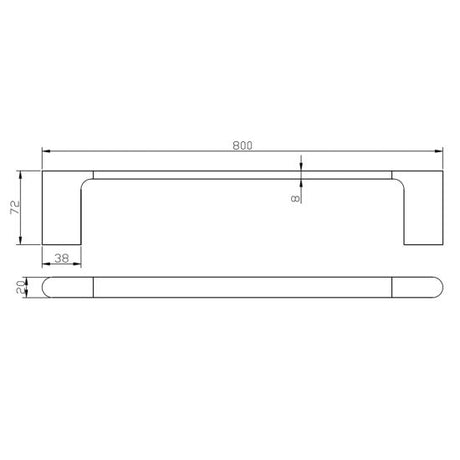 Persano Chrome Zinc Alloy 800mm Single Towel Rail