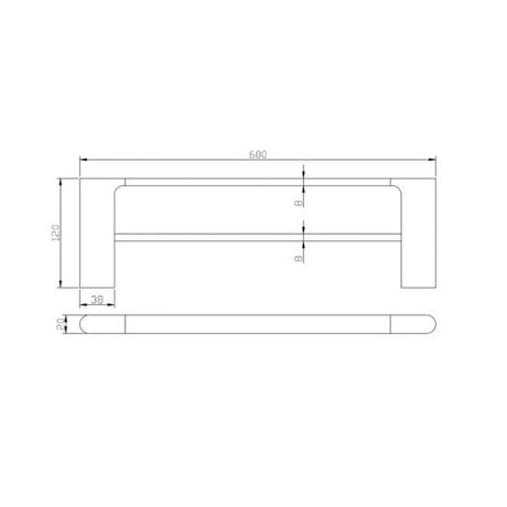 Persano Chrome Zinc Alloy 600mm Double Towel Rail