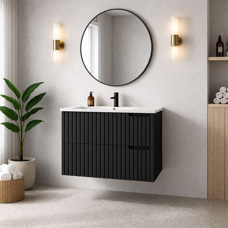 Elena Series Wall Hung Matt Black 580x455x540mm CABINET ONLY
