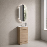 Blair Series Slimline Freestanding Natural Timber 453x247x855mm Vanity Set with Ceramic Top Basin