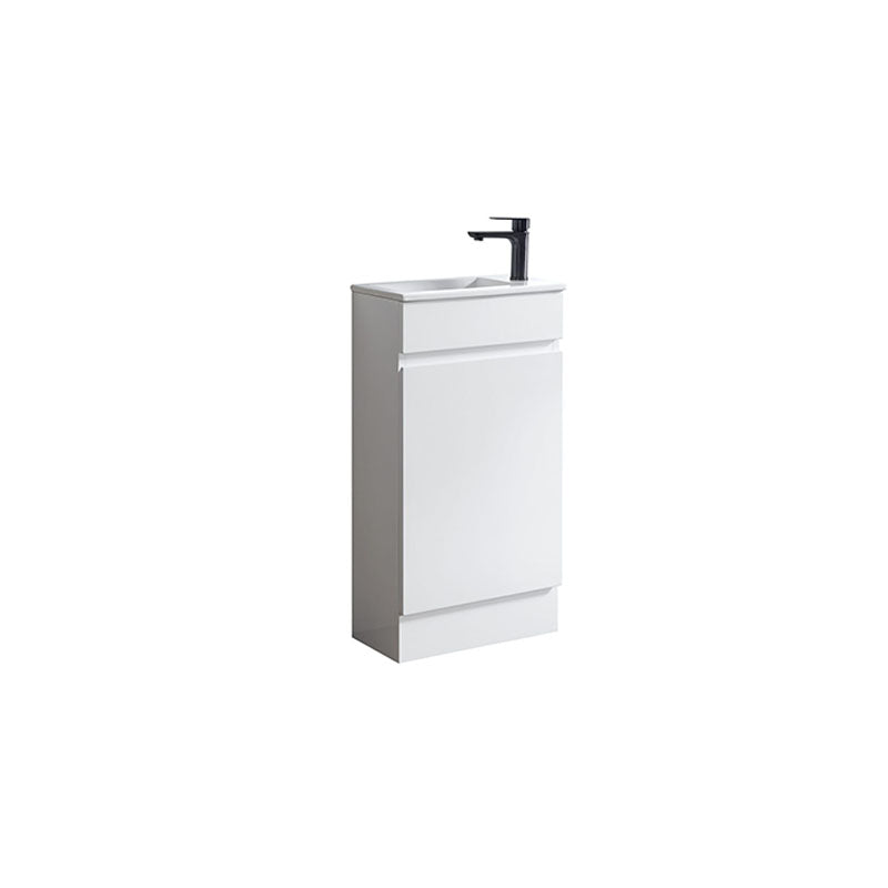 Blair Series Slimline Freestanding Gloss White 453x247x855mm Vanity Set with Ceramic Top Basin