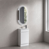 Blair Series Slimline Freestanding Gloss White 453x247x855mm Vanity Set with Ceramic Top Basin