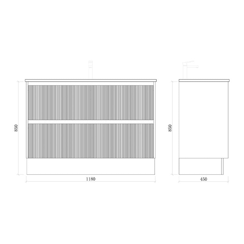 BONDI 1200 Floor Standing Vanity Cabinet Only 1180x450x850mm