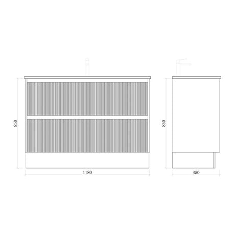 BONDI 1200 Floor Standing Vanity Cabinet Only 1180x450x850mm
