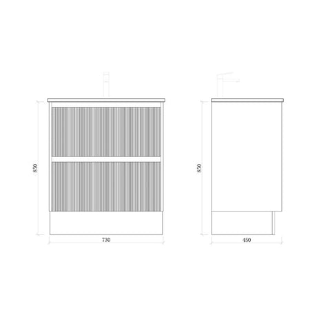 BONDI 750 Floor Standing Vanity Cabinet Only 730x450x850mm
