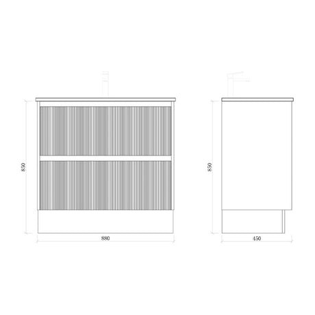 BONDI 900 Floor Standing Vanity Cabinet Only 880x450x850mm