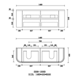 Bristol Series Wall Hung Double Bowl Rosewood 1480x455x540mm Vanity with Stone Top & Ceramic Undermount Basin