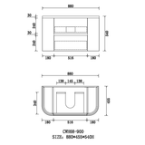 Bristol Series Wall Hung Matt White 880x455x545mm CABINET ONLY