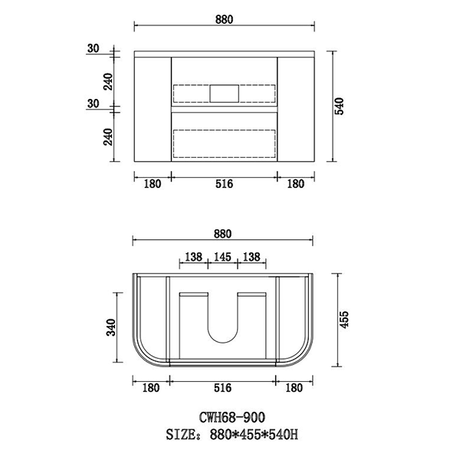 Bristol Series Wall Hung Matt White 880x455x545mm CABINET ONLY