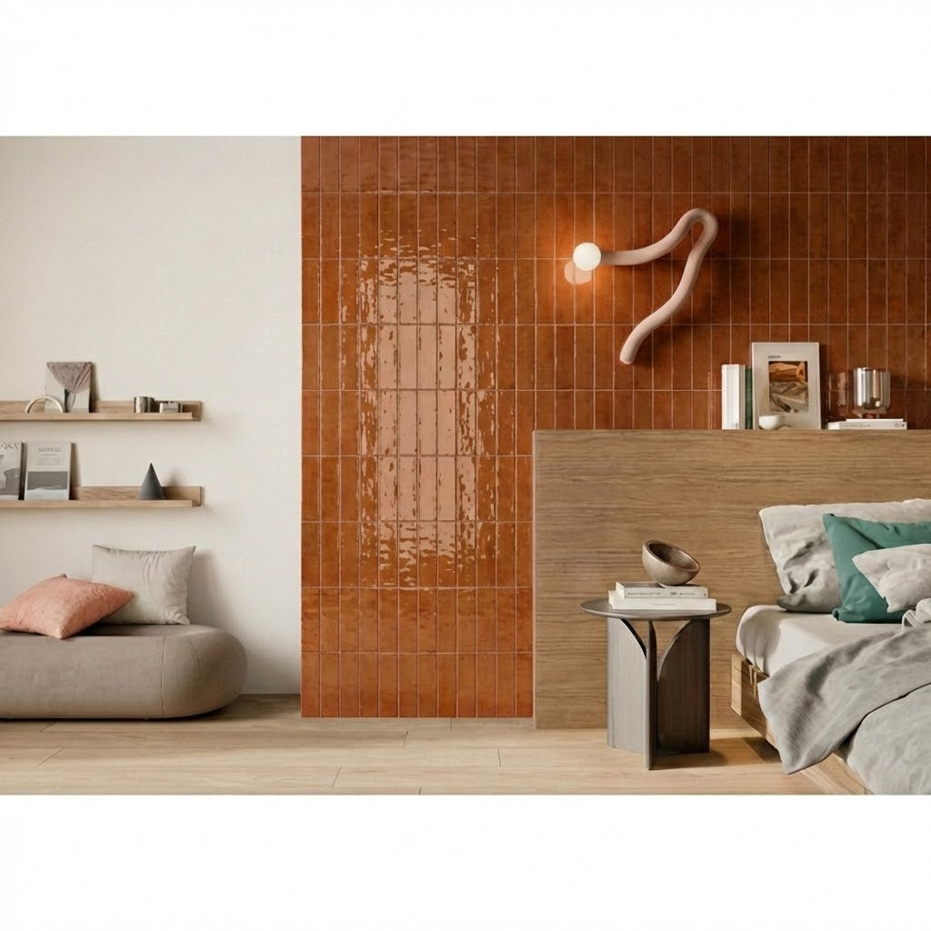 Lunar Gloss Porcelain Subway Tiles (Kiln variation) Brown 75x230mm