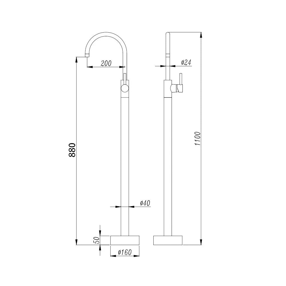 Pentro Gun Metal Grey Free Standing Spout & Mixer