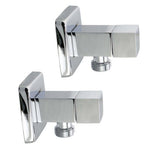 Bathroom Square 1/4 Turn Washing Machine Stop Taps (One Pair) Chrome