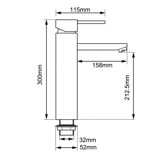 LUCID Round Black Tall Basin Mixer