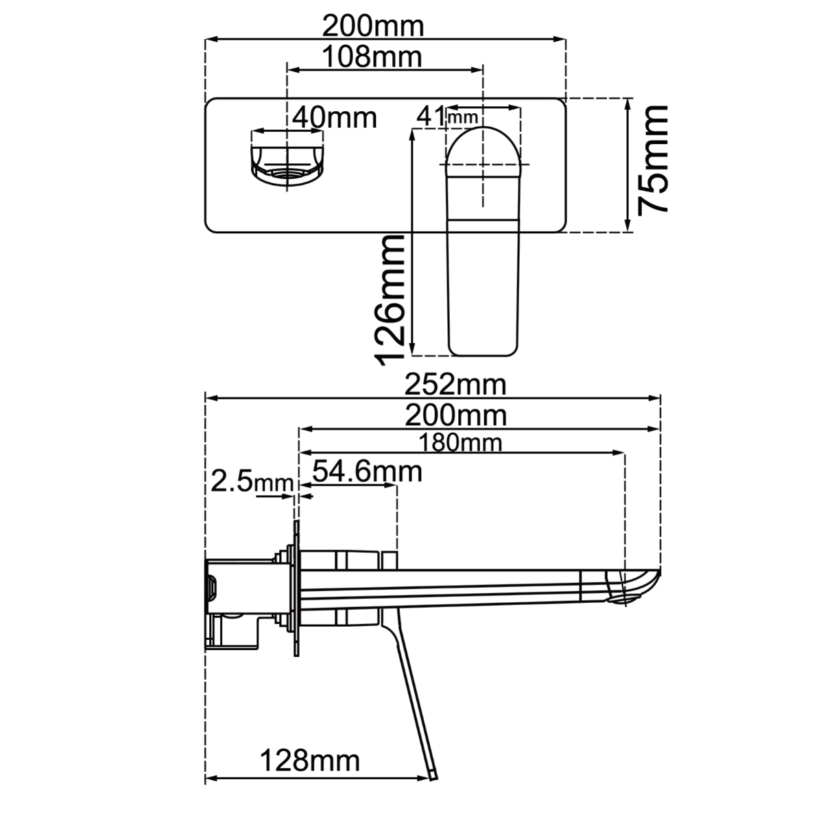 Rushy Black Wall Mixer with Spout