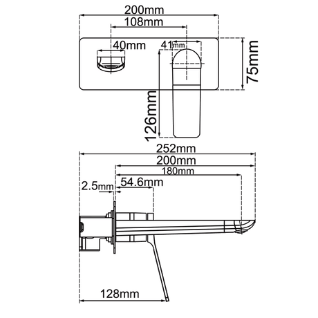 RUSHY Series Square Gun Metal Wall Mixer with Spout(color up)(extension part)